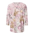 thumbnail image 5 of Womens Easter Outfit Casual 3/4 Sleeve Crewneck Tops Cute Bunny Print Shirts Spring and Summer Blouses Easter Festival Tops, 5 of 5