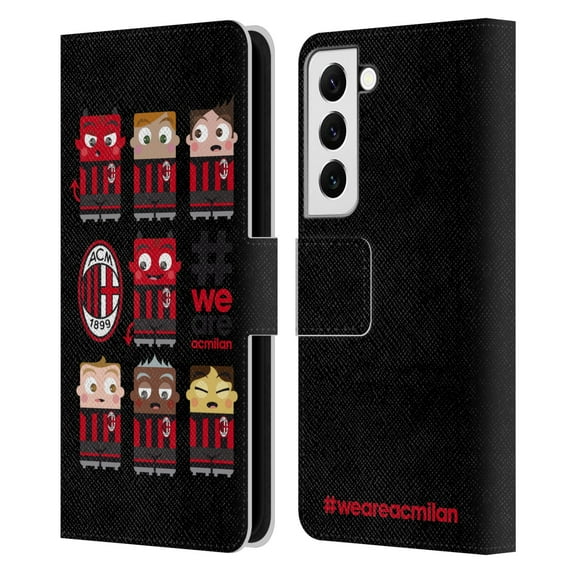 Head Case Designs Officially Licensed AC Milan Children We Are Leather Book Wallet Case Cover Compatible with Samsung Galaxy S22 5G