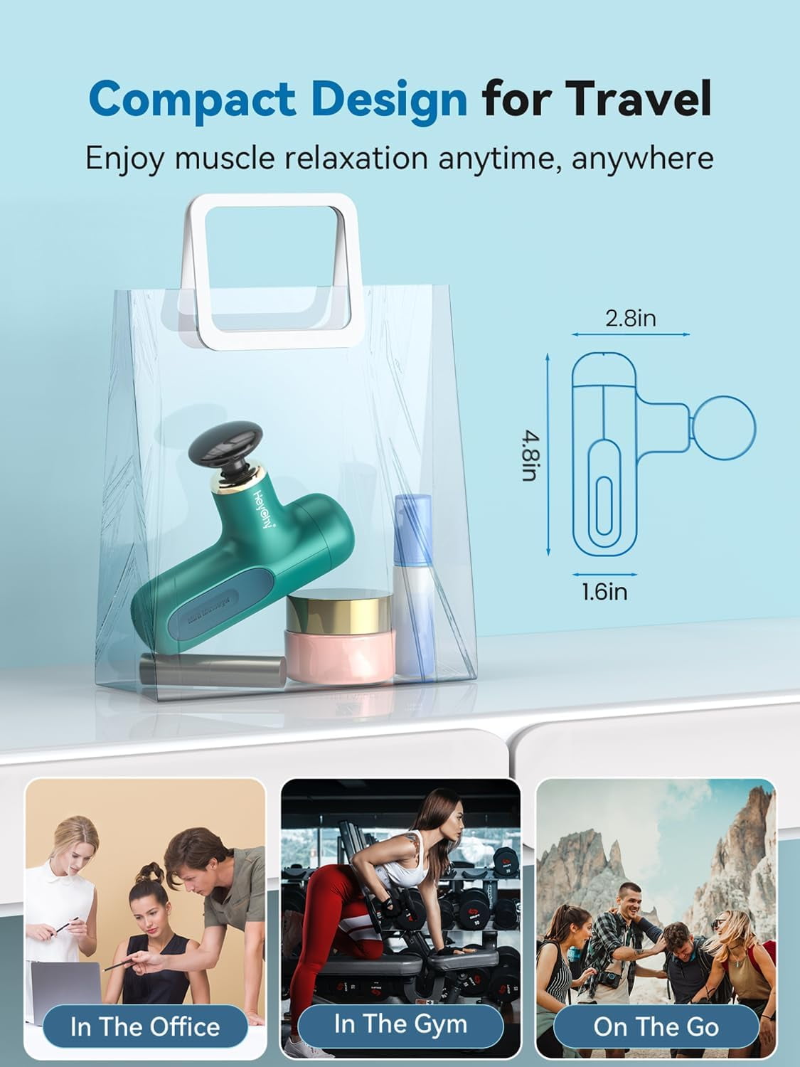 Super Mini Massage Gun, Percussion Deep Tissues Muscle Massager, Compact Sports Travel Portable Handheld for Home Gym Office Outdoors