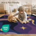 thumbnail image 4 of ODIKA 3'x5' Washable Accent Rug Pet Friendly, Non-Shedding Mat Purple Gold Celestial Waves and Starry Design Elegant Flowing Lines with Abstract Night for Bedside, Nursery Room, 4 of 7