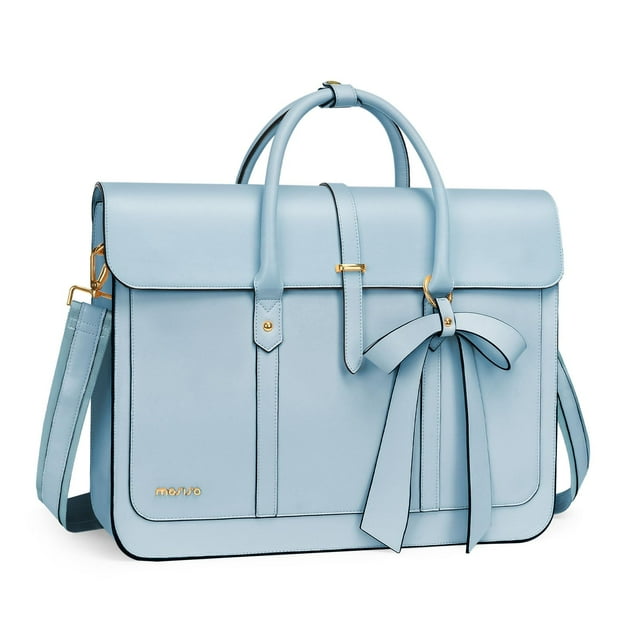 Bolsa para portátil MOSISO de piel sintética de 13 a 14 pulgadas para mujer, color azul