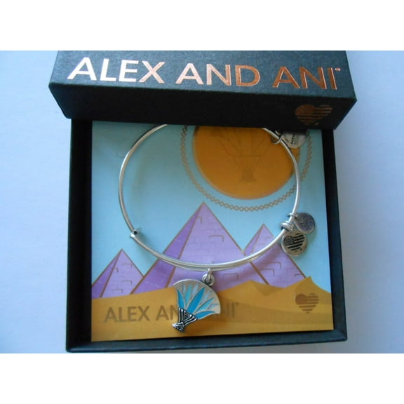 Alex and Ani Blue Lotus EWB Bangle Bracelet - Rafaelian Silver - Expandable - A18EBBLRS