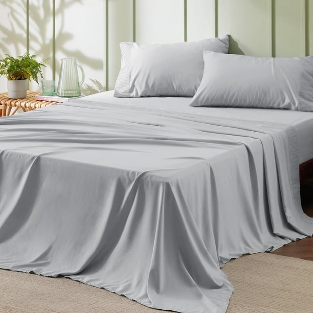 Juego de sábanas Bedsure California King, 4 piezas, color gris claro