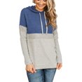 thumbnail image 2 of Women's Color Block Hoodies Fall Long Sleeve Sweatshirt Casual Drawstring Pullover Tops Striped Tunic Shirts, 2 of 5