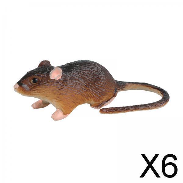 6x Modelo de Juguete de Ratón para Niños, Figura de Juguete de , Utilería de Broma, Figura de Animal de Simulación, Suministros para Fiesta de Guarde 6 piezas