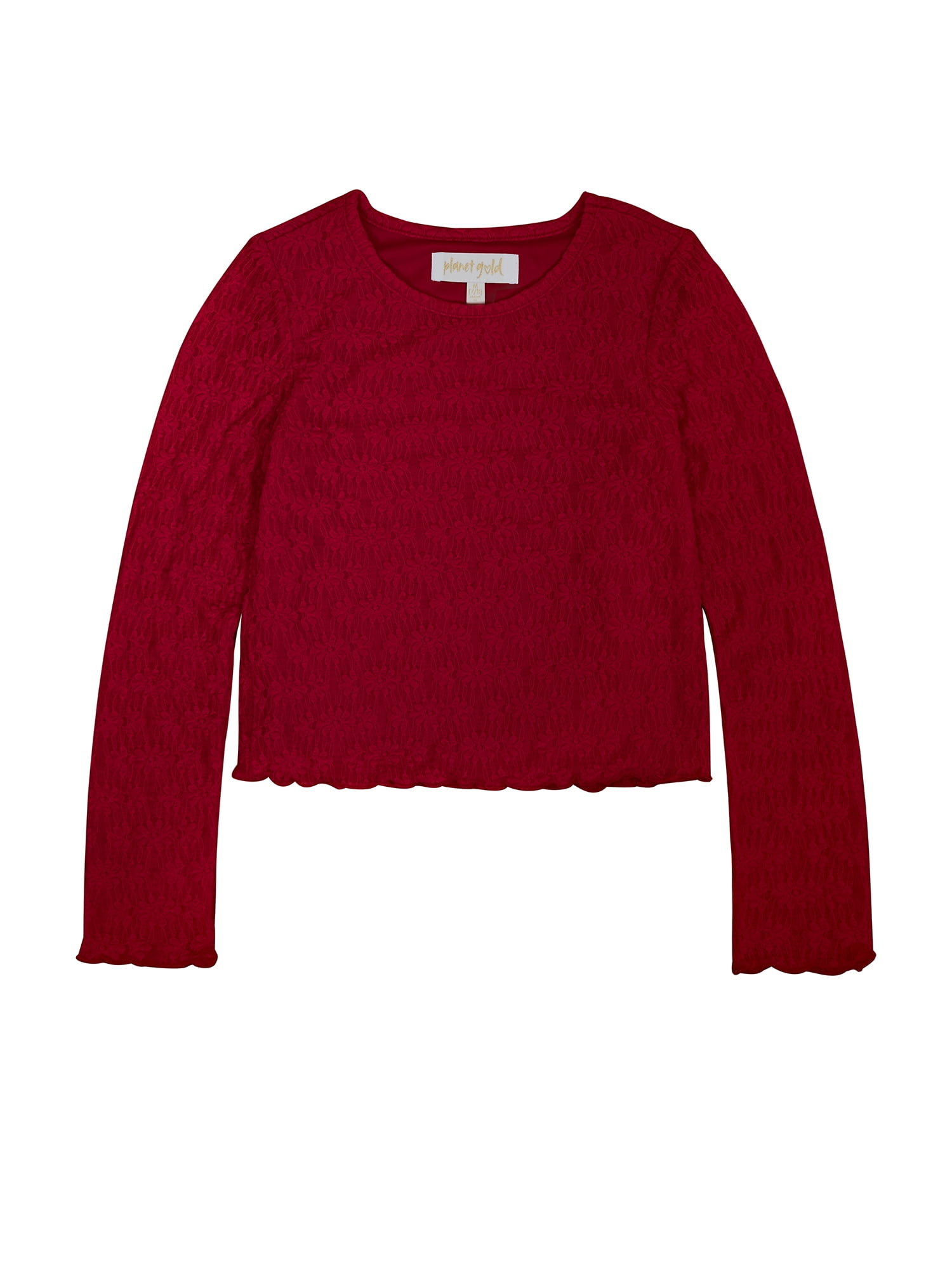 Planet Gold Girls' Long Sleeve Lace Top and Skirt, 2-Piece Set, Sizes 4-18