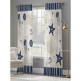 thumbnail image 4 of Navy Blue Coastal Sheer Curtains 108 Inch Length 2 Panels Set for Living Room/Bedroom, Ocean Nautical Starfish Coral Striped Curtain Sheers Drapes Rod Pocket Curtains Window Treatment 52''x108''x2, 4 of 7