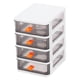 thumbnail image 1 of Organizador de cajones de plástico transparente multifuncional para escritorio de oficina, apilable, para papelería, maquillaje, artículos pequeños., 1 of 8