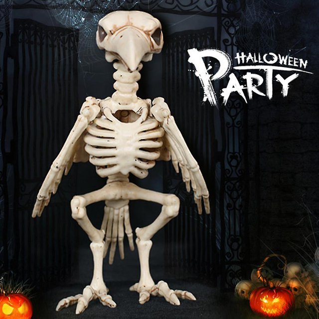 Huesos de esqueleto de animales de plástico de cuervo esqueleto para decoración de Halloween de terror ZefeiWu 1327533448581