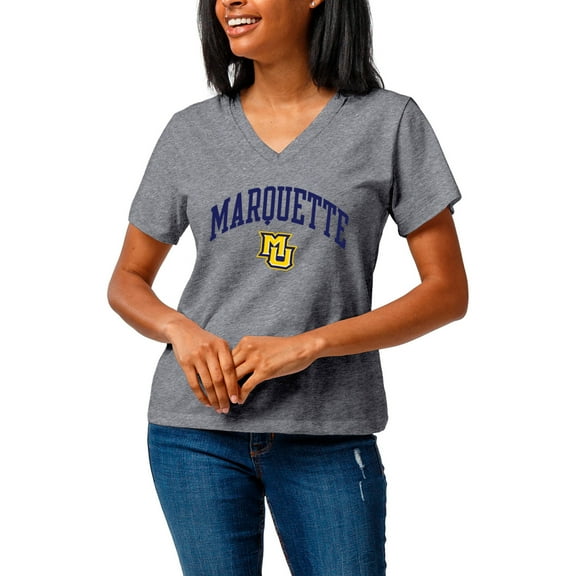 Women's League Collegiate Wear  Heather Gray Marquette Golden Eagles Intramural Boyfriend Tri-Blend V-Neck T-Shirt