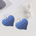 thumbnail image 6 of Women Gradient Blue Patttern Trendy Heart Leather Dangle Drop Studs Earrings, 6 of 7