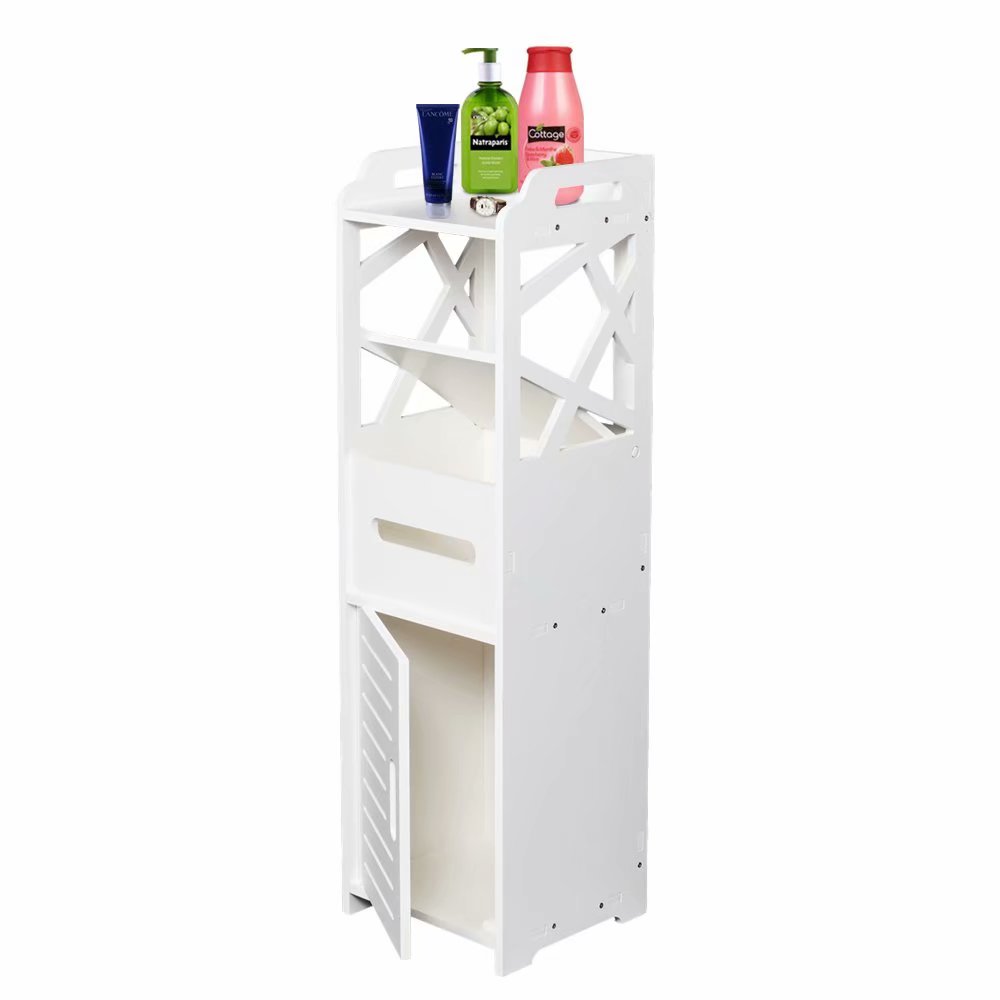 3-Tier Bathroom Storage Cabinet with 2 Doors 232380CM White