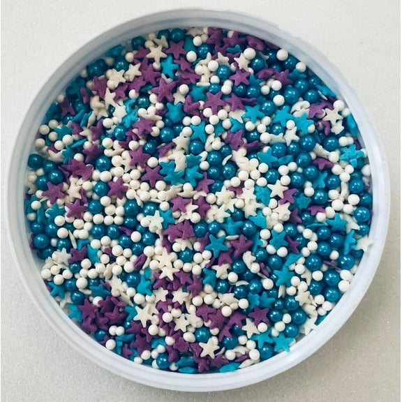 Frozen Stars Confetti Sprinkles, Cake, Cookie, Donut, Cakepop Toppings, 6 oz.