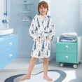 thumbnail image 5 of FORMRS Niños Bathrobe Unisex Hooded Robe Soft Plush Pajamas Sleepwear, Size 7-9T, Blue Cute Snowmen, 5 of 7