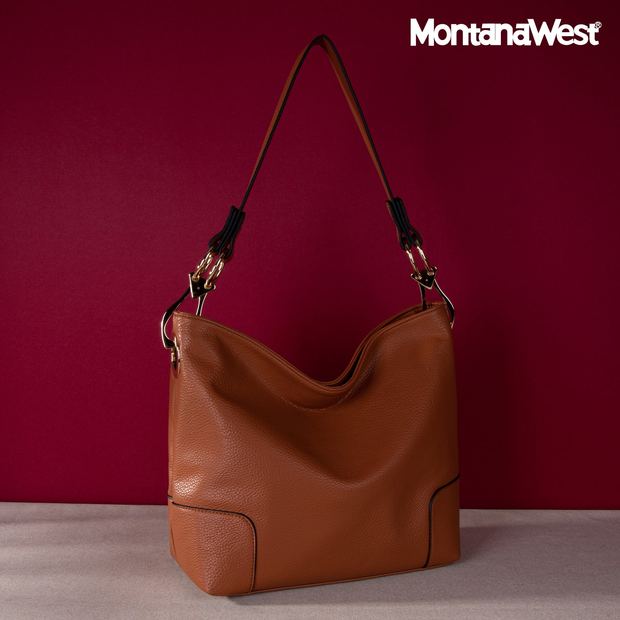 Montana West Hobo Bags for Women Top Handle Satchel Shoulder Purse Bucket Handbag, Brown