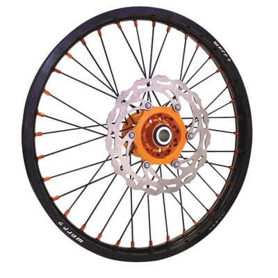 Warp 9 Complete Wheel Kit - Rear 19 x 2.15 Black Rim & Spokes/Orange Hub & Nipples for KTM 144 SX 2007-2008