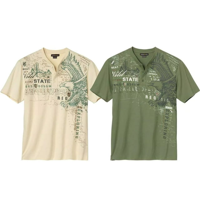 Atlas For Men Mens Eagle Henley T-Shirt (Pack of 2)