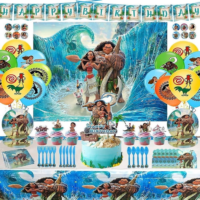 Suministros para fiesta de cumpleaños de Moana, 172 piezas, decoraciones para fiesta de cumpleaños de Moana, suministros para fiesta de Moana, incluye pancarta de Moana, globos, adornos para magd