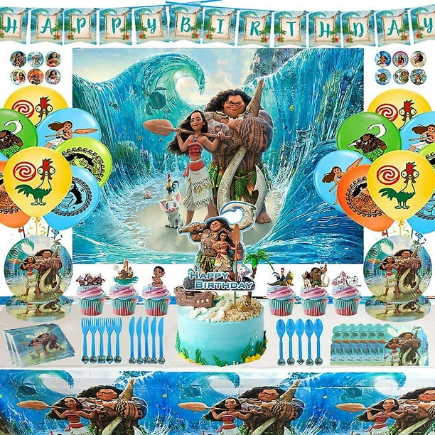 Suministros para fiesta de cumpleaños de Moana, 172 piezas, decoraciones para fiesta de cumpleaños de Moana, suministros para fiesta de Moana, incluye pancarta de Moana, globos, adornos para magd