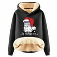 thumbnail image 1 of Haut à Capuche Chaud Imprimé de Noël pour Femmes Automne/hiver avec Fermeture Éclair Quart, T-Shirts Légers pour Femmes, Hauts Junior Mignons, Haut Rond, Mode Grande Taille pour Femmes, Noir TG, 1 of 4