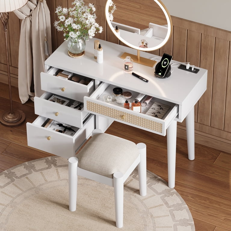 white christmas dresses Amazon Casart Vanity Dressing Table With Mirror And Stool 360 – Treyolo main image 1