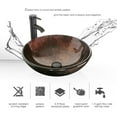 thumbnail image 3 of Eclife 36"W x 20"D x 32"H White Bathroom Vanity Cabinet Sink Combo Brown Round Tempered Glass Vessel Sink with Side Cabinet with Faucet Drain High Definition Mirror Set, 3 of 15