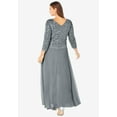 thumbnail image 2 of Roaman's Women's Plus Size Petite Plus Size Sparkle Lace Popover A-Line Gown With 3/4 Sleeves, 2 of 6