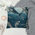 thumbnail image 2 of Qinduosi  Blue Cartoon Shark Print Throw Pillow Case Home Decorative Cushion Cover for Sofa Couch Bedding  White, 2 of 5