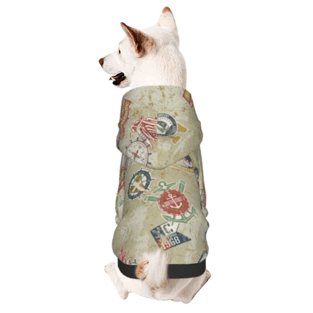 Balery Marine Sailing Badges Sudadera con Capucha para Perros Pequeños – Ropa para Mascotas, Disfraz para Perros y Gatos, Ideal para Fiestas y Cosplay-X-Large