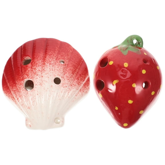 ifundom 2-Pack Red Strawberry Ceramic Ocarina for Beginners - Easy to Play Musical Instrument