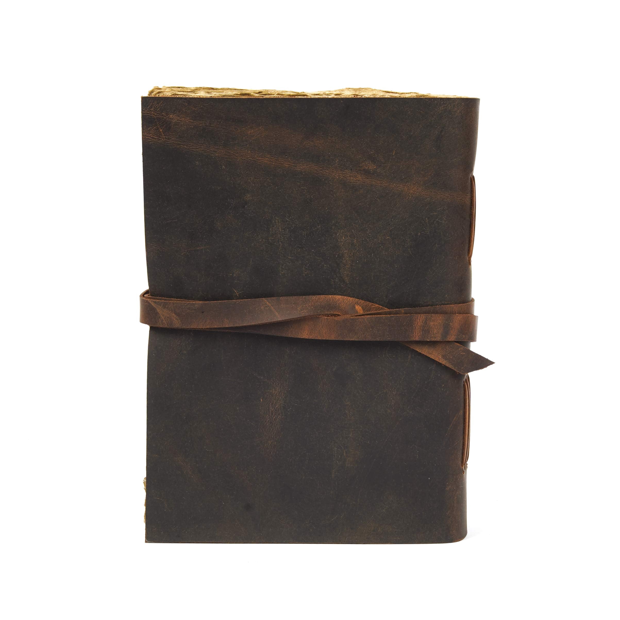 RusticVintage Leather Journal Travel Diary, Handmade Vintage Bound Notebook For Men & Women, Antique Finish, Genuine Buffalo Leather- Quality Unlined Paper Notes, Art Sketchbook, 7X5 Inches, Brown