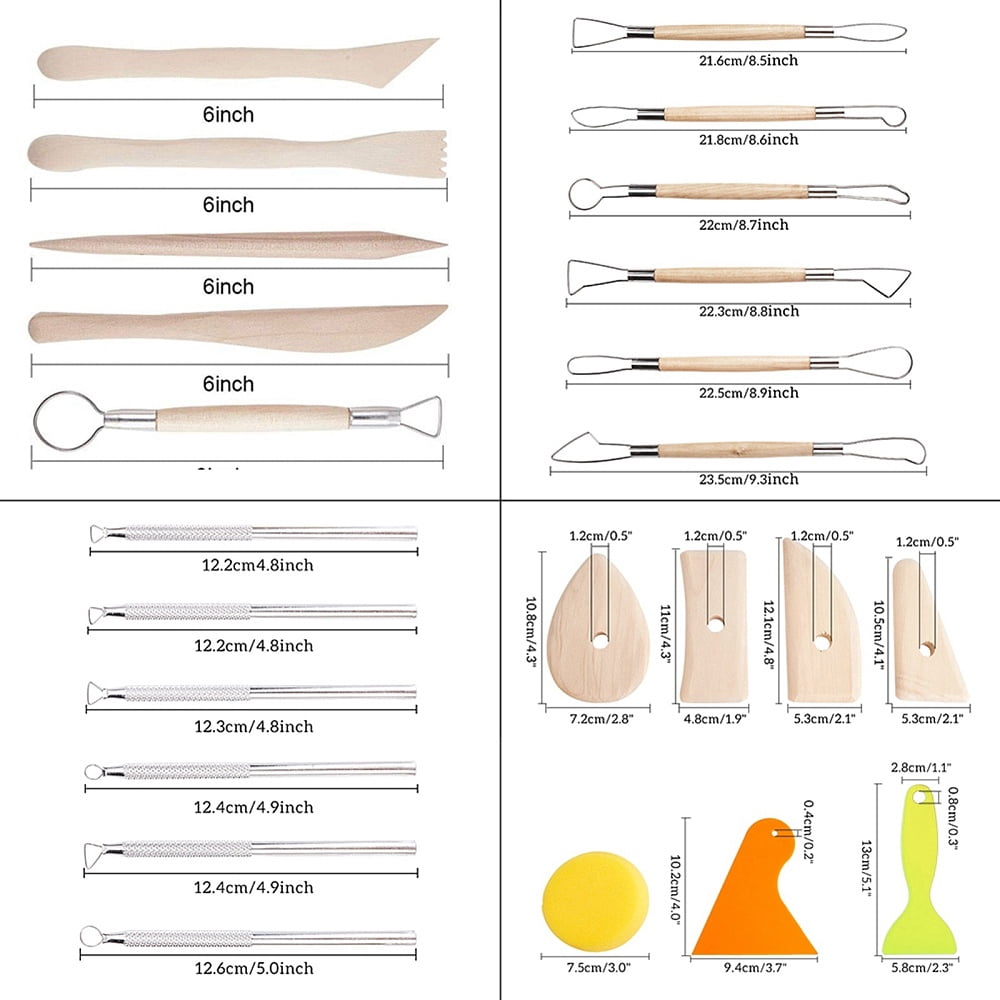 1 Box DIY Craft Tools with Plastic Scraper Tool Sculpture Clay Tools Sculpture Carving Hand Tools Kit Mixed Color 250x165x70mm