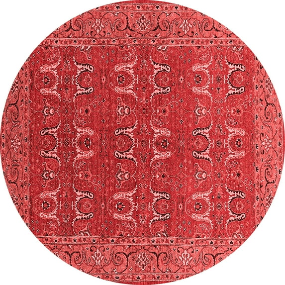 Ahgly Company Indoor Round Oriental Red Industrial Area Rugs, 4' Round