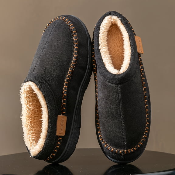 Pmoiste Men's Moccasin Slippers Comfy Memory Foam Male Warm Winter House Shoes Indoor Outdoor Wide Width