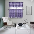thumbnail image 4 of Purple Plaid Kitchen Curtains Sets for Windows 24 Inch Length, Modern Art Checkered Farmhouse Rod Pocket Window Treatments Tier Curtains and Valances Set for Bedroom/Bathroom, 4 of 8