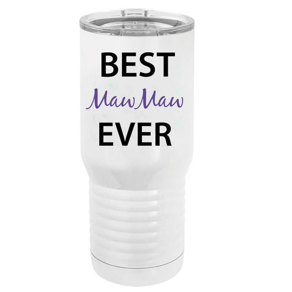 Best MawMaw Ever Stainless Steel Vacuum Double-Walled Insulated 20 Oz Tumbler Travel Coffee Mug with Clear Lid, White