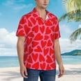 thumbnail image 5 of Balery Red Love Heart Print Men's Hawaiian Shirts Short Sleeve Beach Shirt Relaxed Fit Vacation Button Down Shirts-Large, 5 of 9