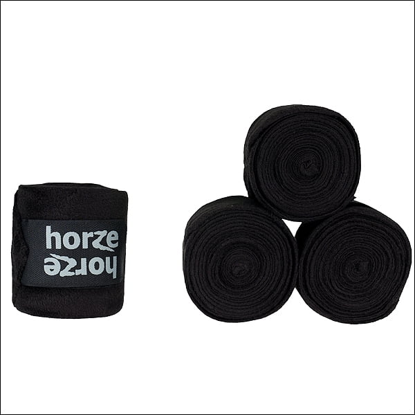 Black Horze Embrace Polar Fleece Leg Protection Wrap Bandage Set Of Four Horse