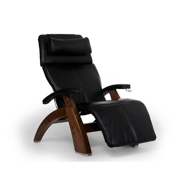 Human Touch PC-420 Classic Manual PLUS Zero Gravity Recliner Chair with Walnut Wood Base, Black