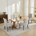 thumbnail image 4 of SESSLIFE Dining Chair with Arms, Upholstered Chenille Kitchen & Dining Room Chairs with High Back, Nailhead Trim and Wood Legs, Fabric Tuft Dining Chair for Home, Beige, 4 of 8