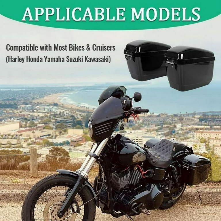 KOJEM Universal Motorcycle Hard Saddle Bags, Mounting Brackets, For Harley,  Kawasaki, Honda - Walmart.com, image size:768x768