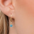 thumbnail image 3 of Gem Stone King 14K Yellow Gold Swiss Blue Topaz Earrings for Women | 1.00 Cttw | Gemstone November Birthstone | Round 4.5MM, 3 of 6