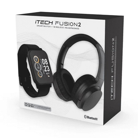 Fusion 2 Unisex Black Smart Watch with Wireless Headphone 900348B-40-G02