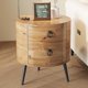 thumbnail image 1 of Qinaqin Redondo Side Mesa con Cajones Moderno Night Soporte Almacenamiento de Profundidad Madera Accent End Círculo Cabecera Metálico Legs para Living Sala cm de, 1 of 7