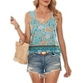 thumbnail image 4 of WQD Tank Tops for Women Spring Fashion Sleeveless V Neck Lace Tops Flower Flowy Summer Outfits Beach Vacation Clothes, 4 of 6