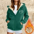 thumbnail image 2 of vigerakr Women's Solid Color Casual Full Zip Up Sherpa Lined Hoodie Sweatshirt Warm Jacket Coats (Green, 4XL), 2 of 7