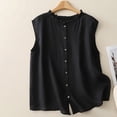 thumbnail image 2 of HVOBTTY Women's Fashion Clothing, Sleeveless Jacket Women, Women's Denim Linen Waistcoat Trend Casual Denim Sleeveless Cardigan Black M, 2 of 5