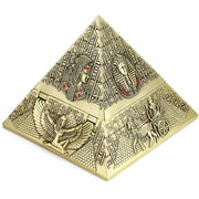 Hipiwe Windproof Metal Pyramid Ashtray - Vintage Egyptian Style Cigarette Ashtray Holder with Lid, Desktop Tobacco Ash
