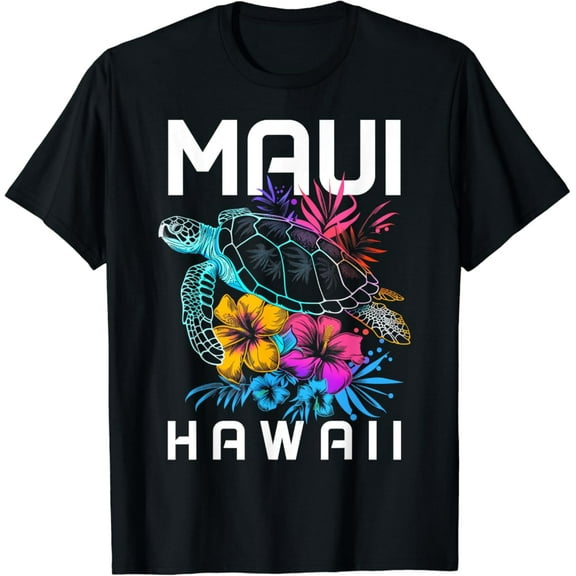 Simple Fit Maui Hawaii Sea Turtle Scuba Diving Flower Hawaiian Souvenir T-Shirt All Size S-5XL