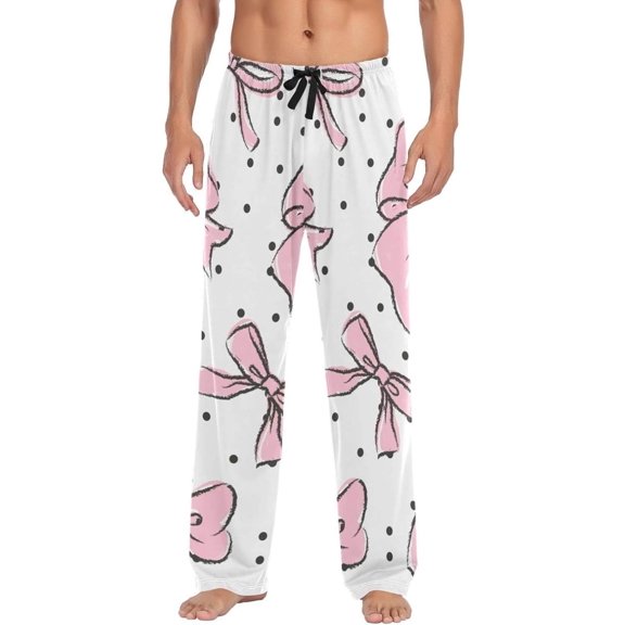 Bow Pink Ghost Pajama Pants, Men's Lounge Pants Light with Drawstring and Pockets, Christmas New Year Birthday Father's Day Gifts